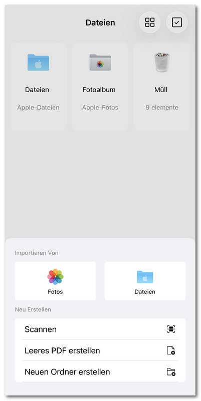  Datei in PDFgear für iOS importieren