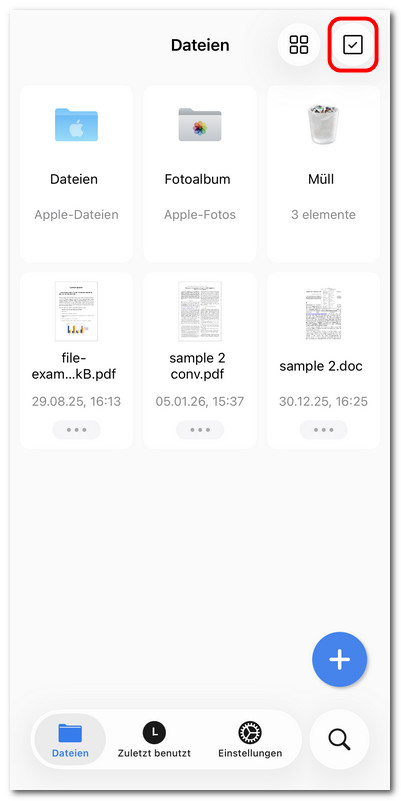  Dateiauswahlmodus aktivieren
