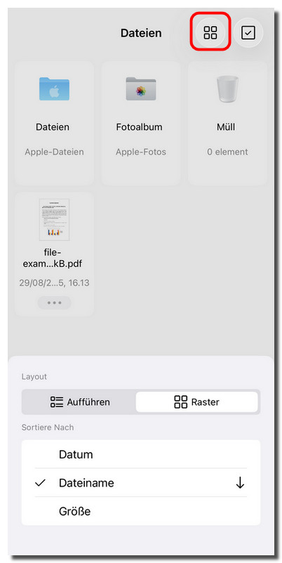 Dateilayout und Dateisortierung