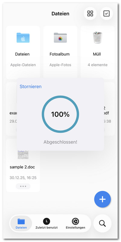 Fortschritt der Dateizusammenführung prüfen