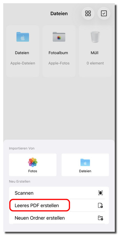Leeres PDF in PDFgear auf iOS erstellen