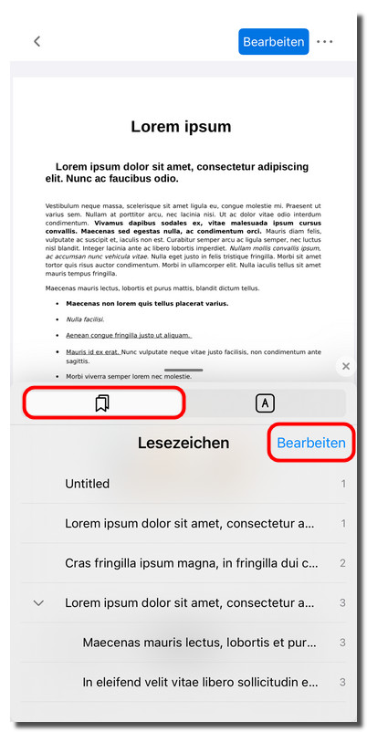 Lesezeichen prüfen und bearbeiten