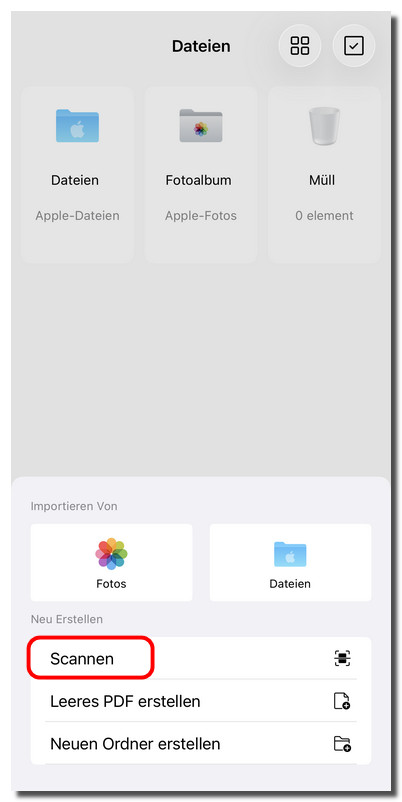 Papierdokument in PDF scannen