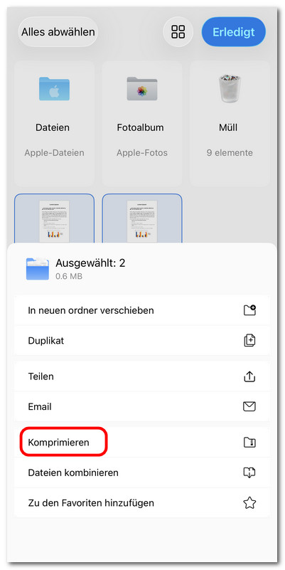PDF-Dateien in PDFgear für iOS komprimieren