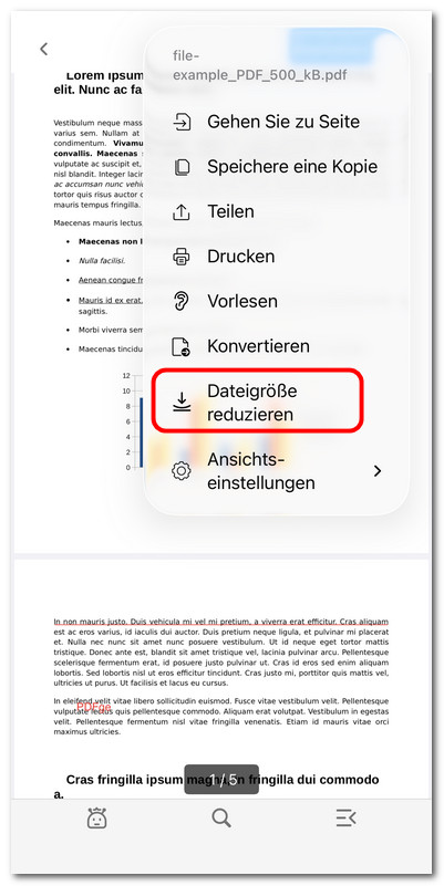 PDF-Dateigröße in PDFgear für iOS reduzieren