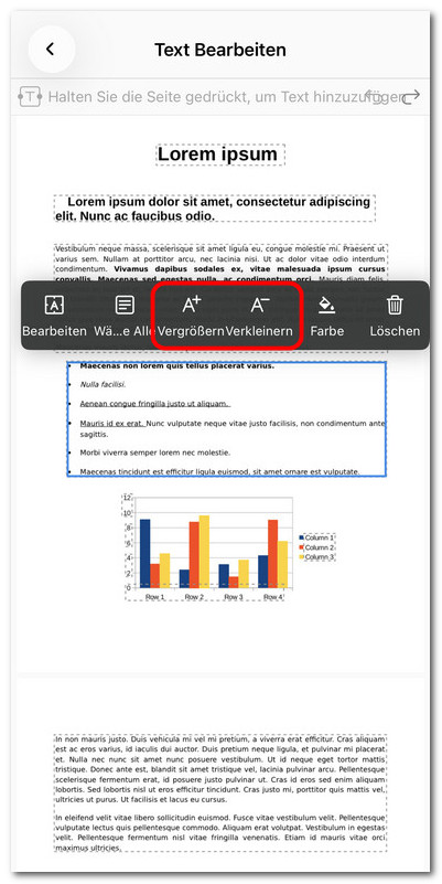 Schriftgröße erhöhen oder verringern