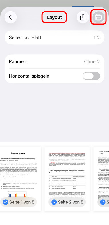 Seitenlayout zum Drucken anpassen