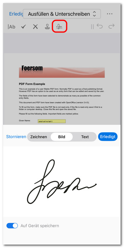 Signatur zum PDF hinzufügen