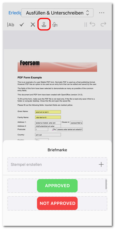 Stempel zum PDF-Formular hinzufügen