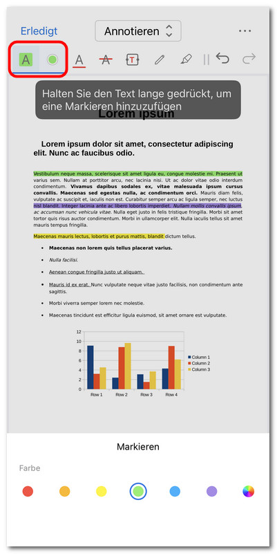 Text im PDF auf iOS hervorheben