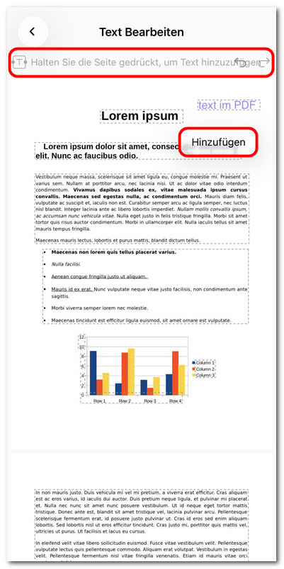Text im PDF auf iOS hinzufügen
