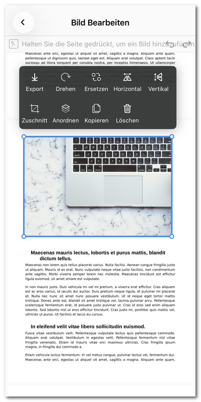 Vorhandenes Bild im PDF auf iOS bearbeiten