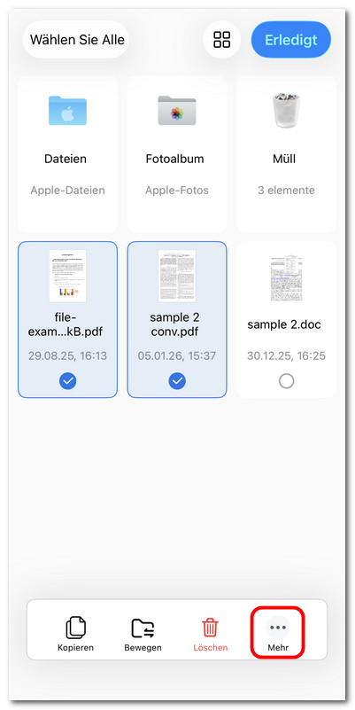 Weitere Optionen in PDFgear für iOS öffnen