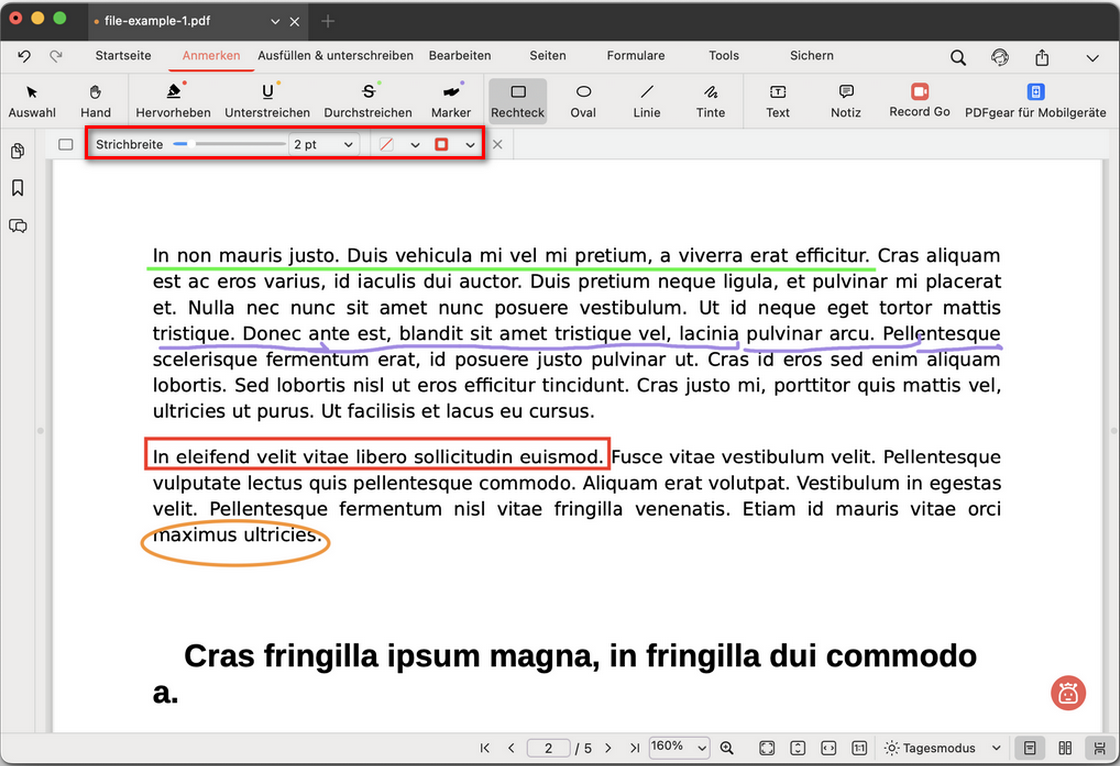 Auf einer PDF in PDFgear zeichnen