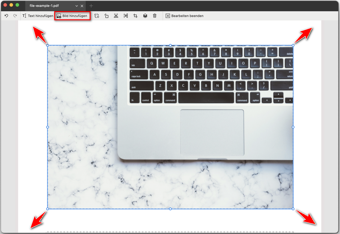 Ein Bild zu PDF hinzufügen