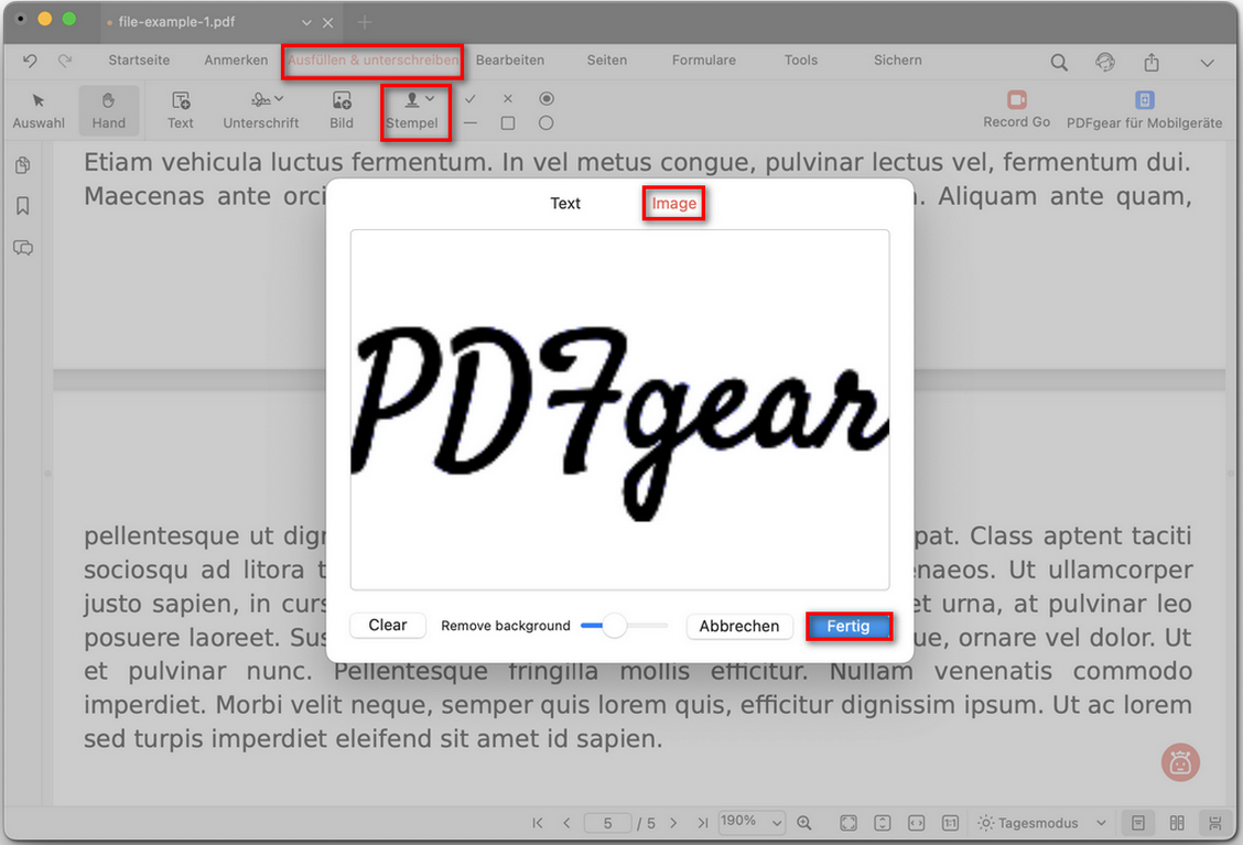 Einen Bildstempel hinzufügen