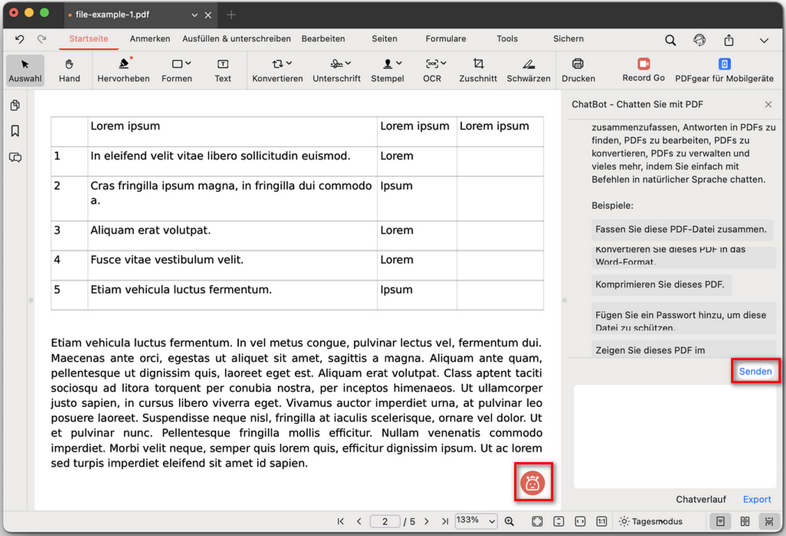 Einen Chat in PDFgear starten