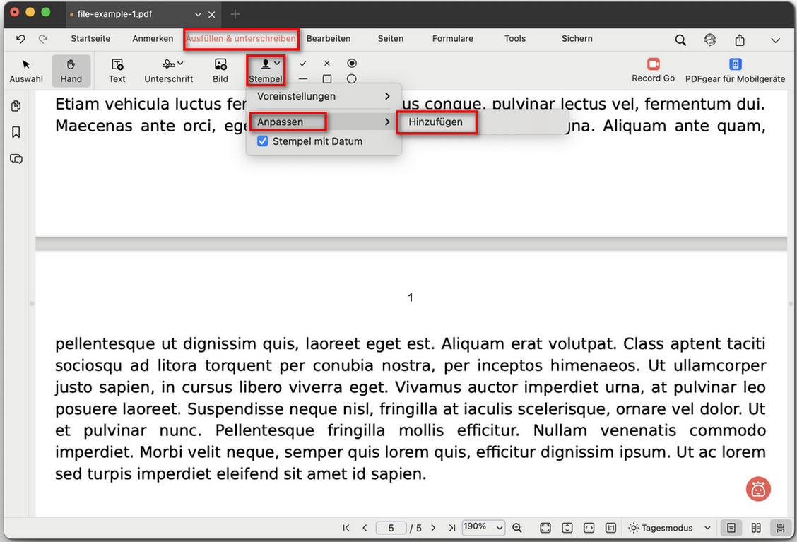 Einen Stempel anpassen