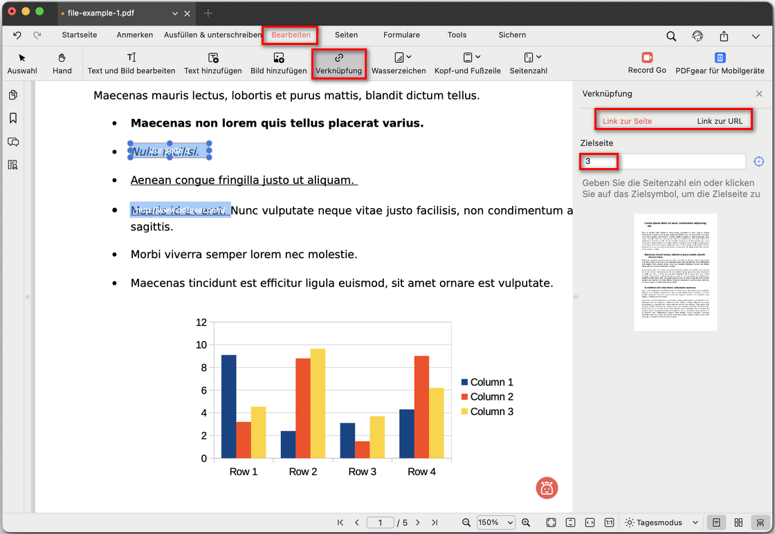 Einen vorhandenen Link bearbeiten