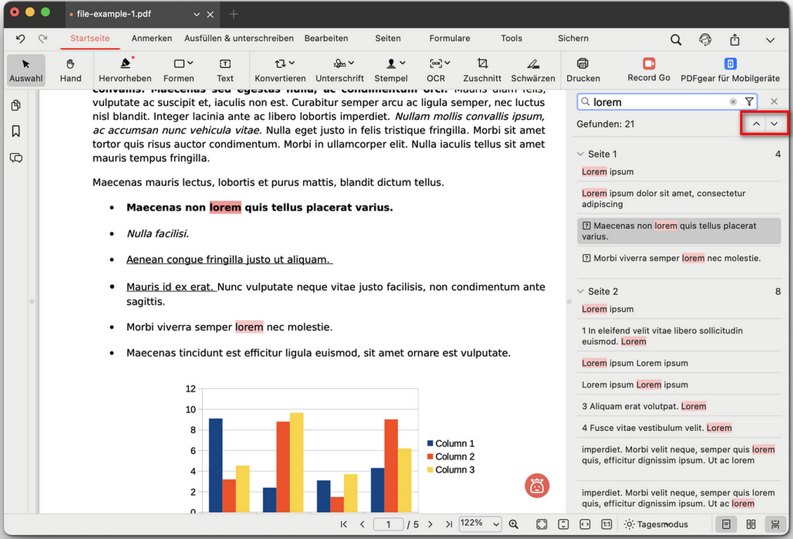 Gesuchten Text lokalisieren