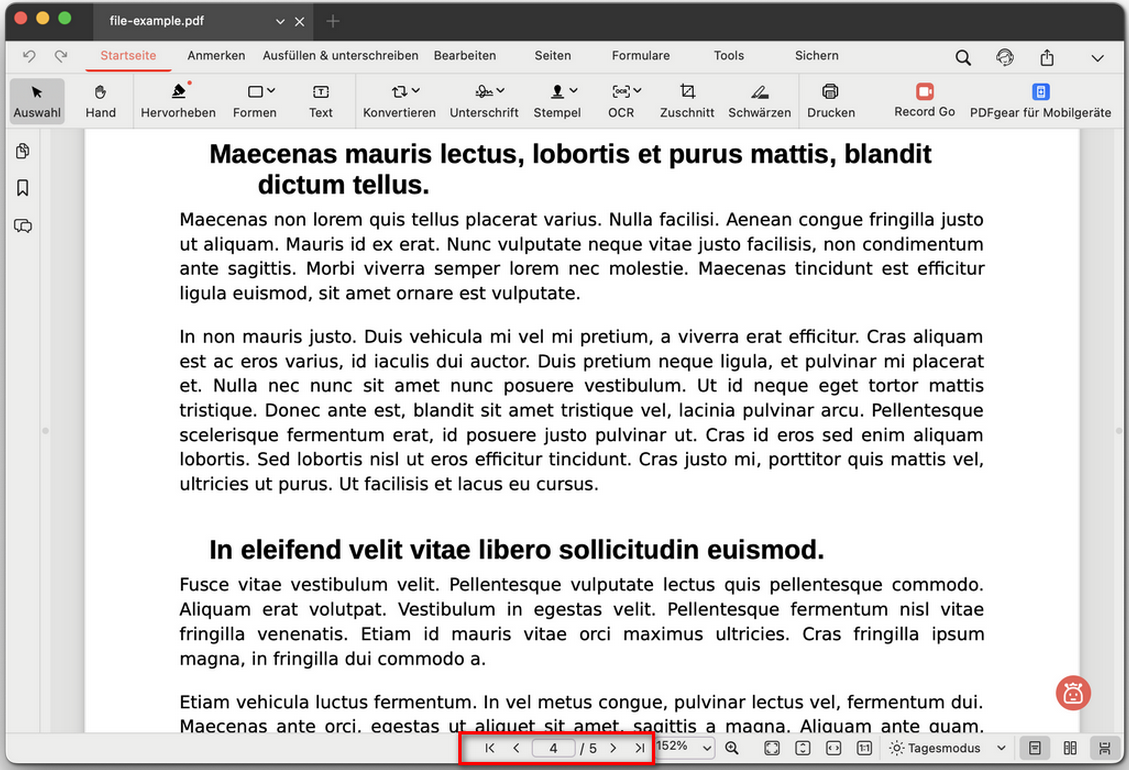 In PDF-Seiten navigieren