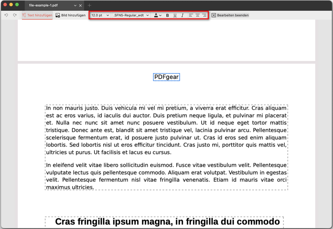 Kopf- und Fußzeile bearbeiten
