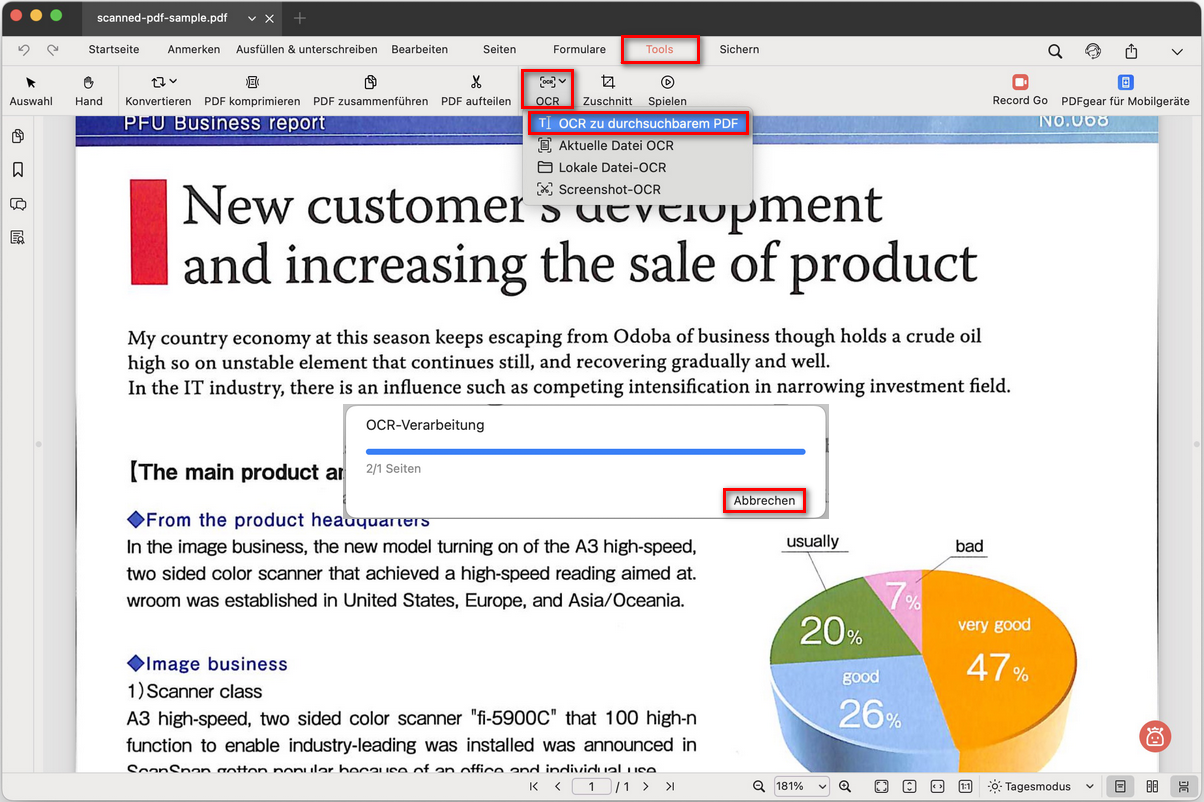 OCR in durchsuchbares PDF