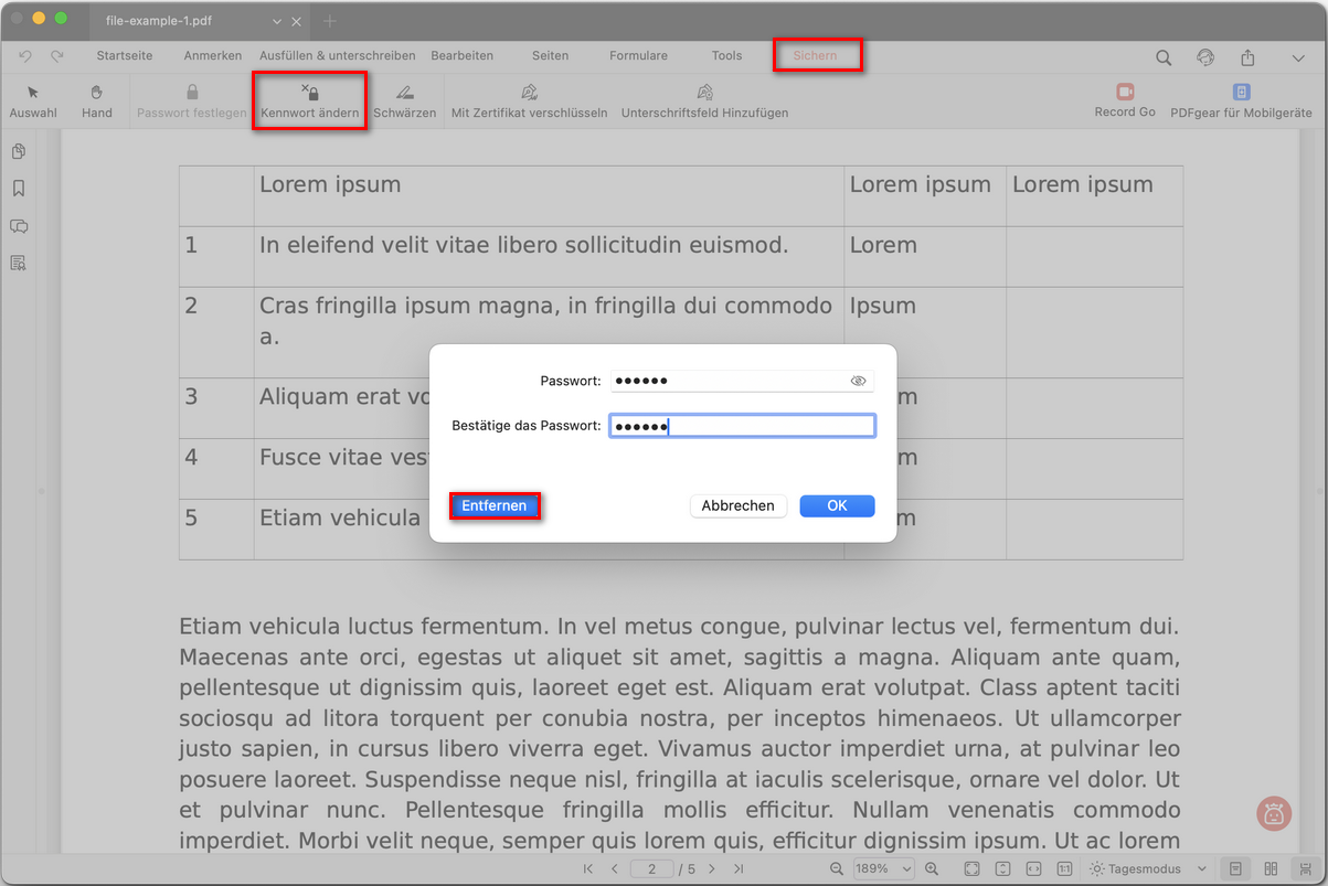 Passwort aus PDF-Datei entfernen