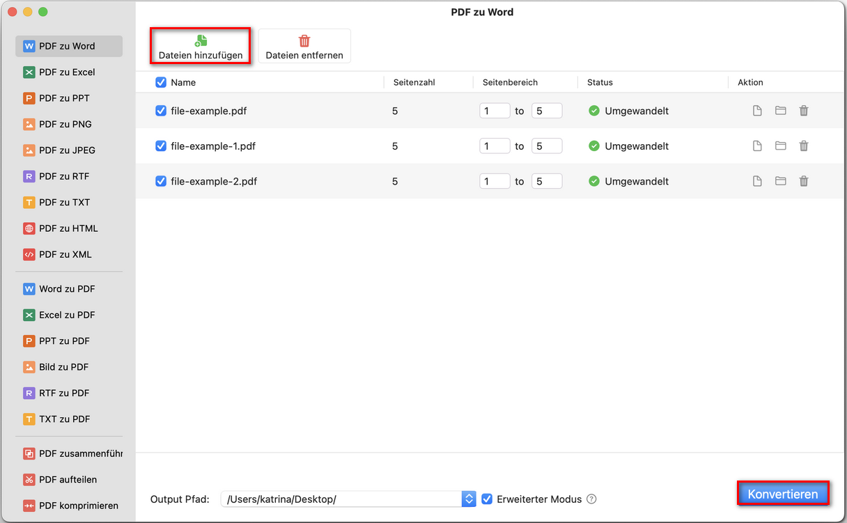 PDF-Dateien stapelweise konvertieren