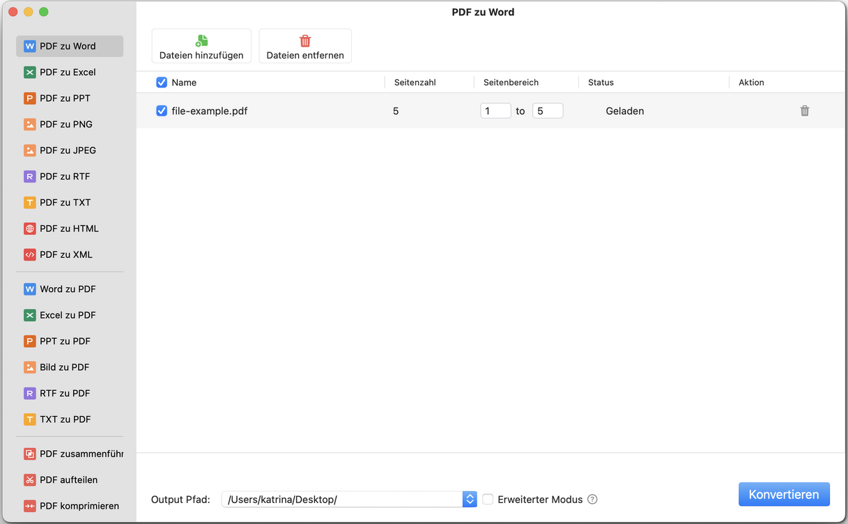 PDF in Word-Format konvertieren