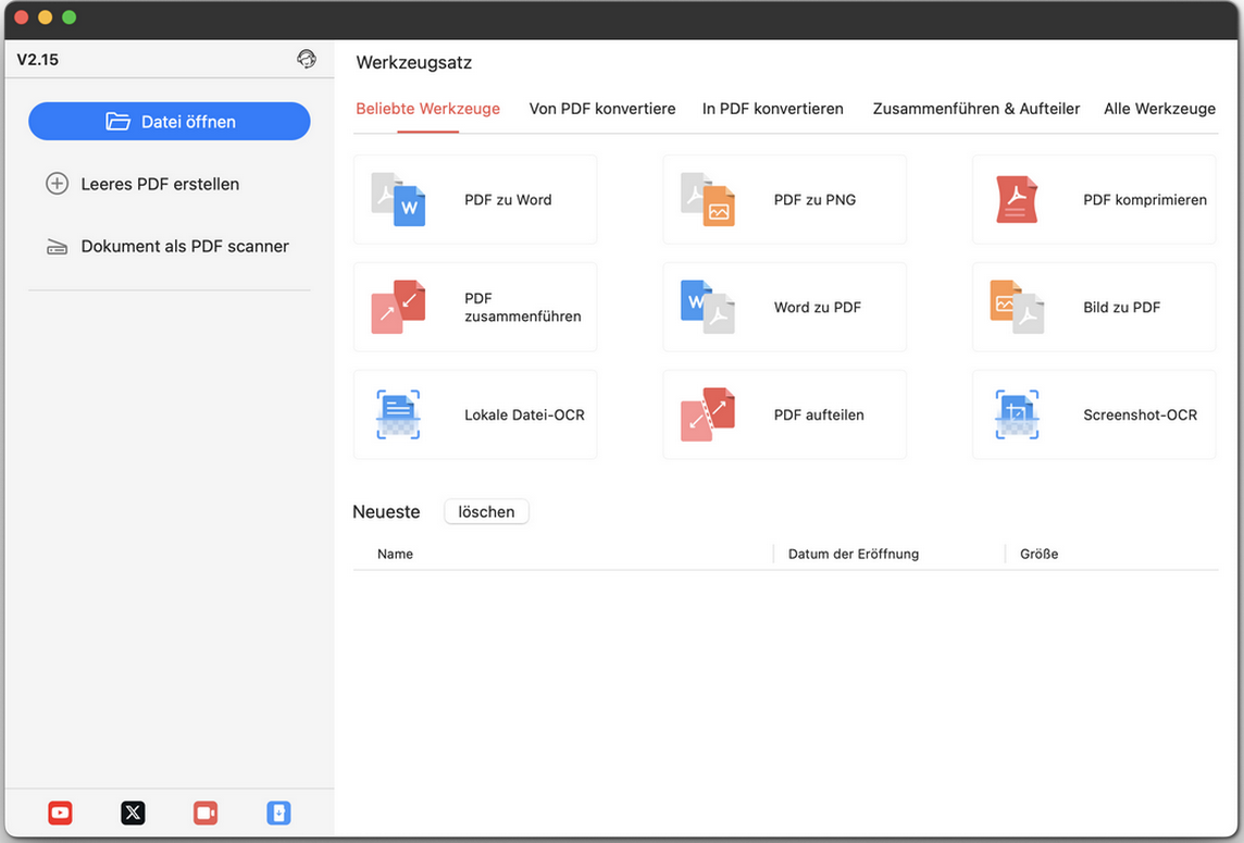 PDFgear für Mac Oberfläche