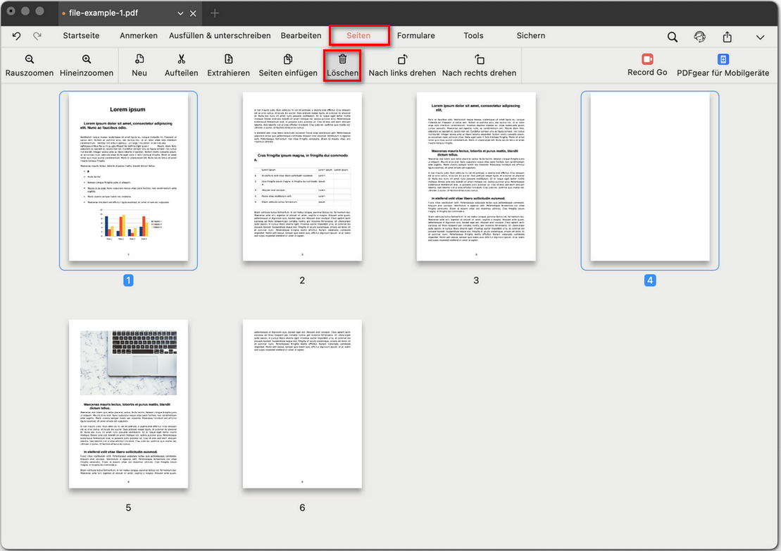 Seiten aus PDF löschen