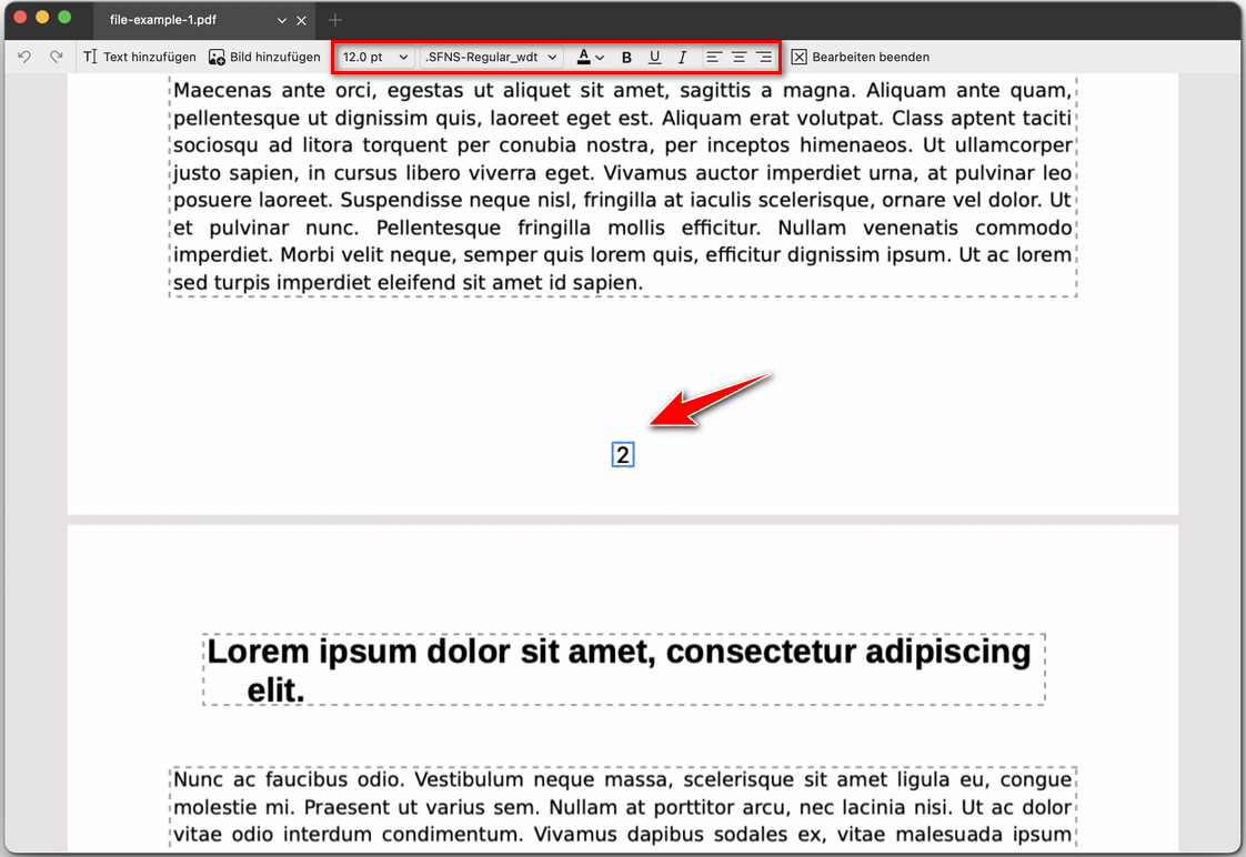 Seitenzahlen direkt in PDF bearbeiten