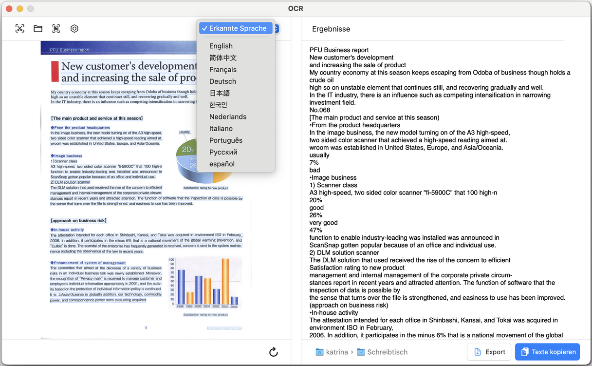 Text aus dem gescannten PDF extrahieren