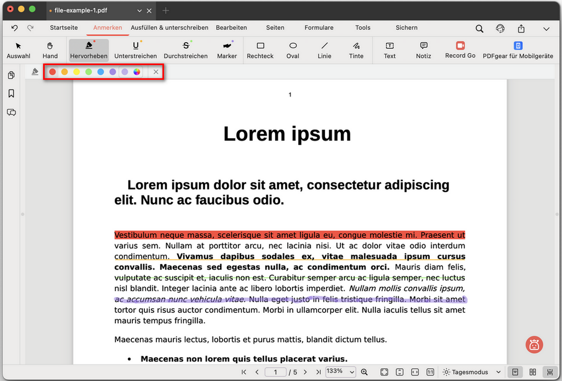 Text in PDF markieren