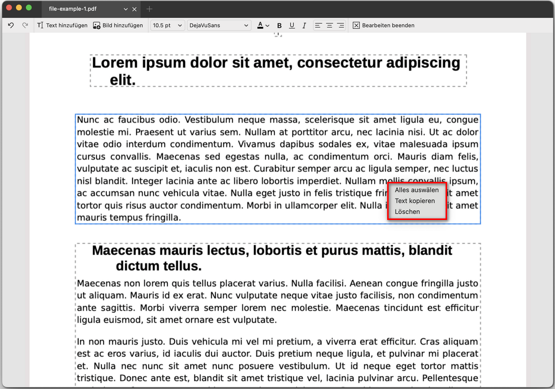 Text kopieren oder löschen