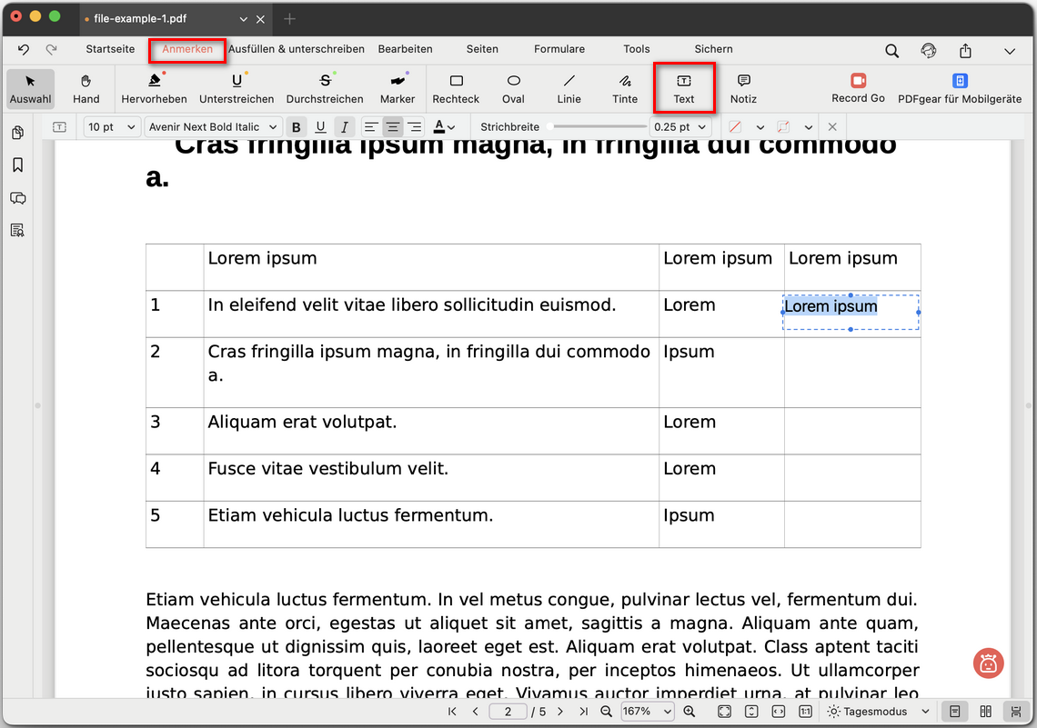 Textkommentar hinzufügen