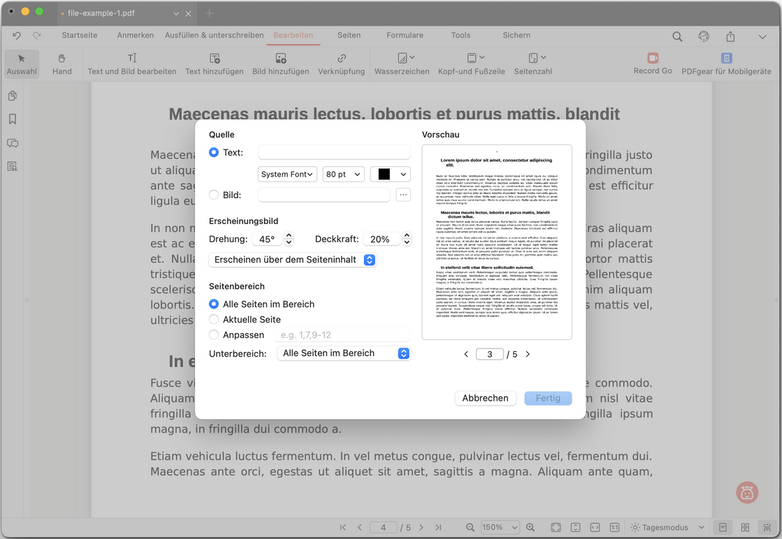 Wasserzeichen konfigurieren
