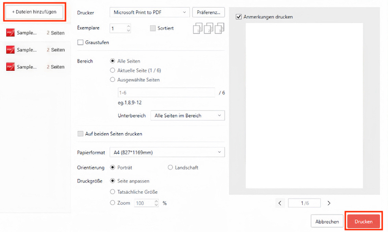 Viele PDFs auf einmal drucken