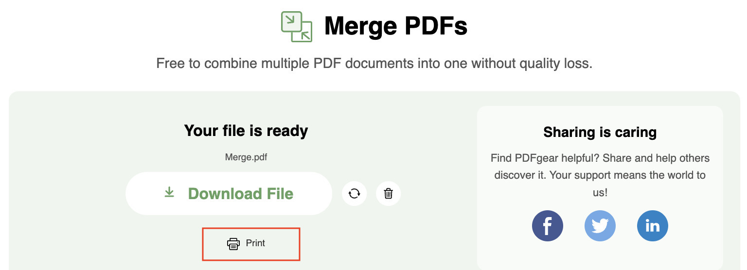 Erstelltes PDF drucken