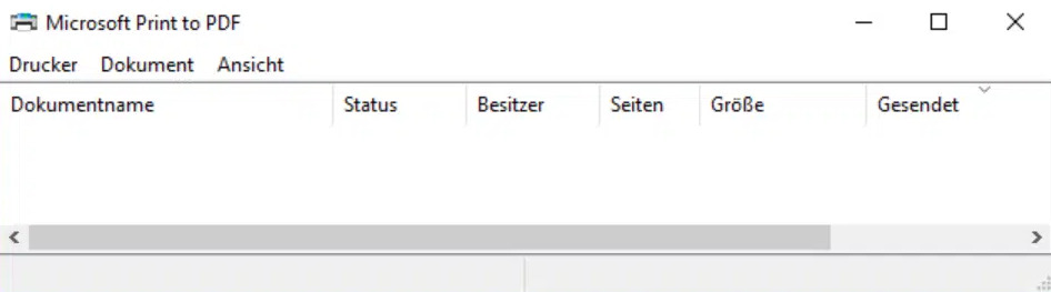 Popup-Fenster der Druckerwarteschlange