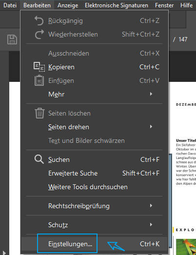 adobe acrobat einstellungen
