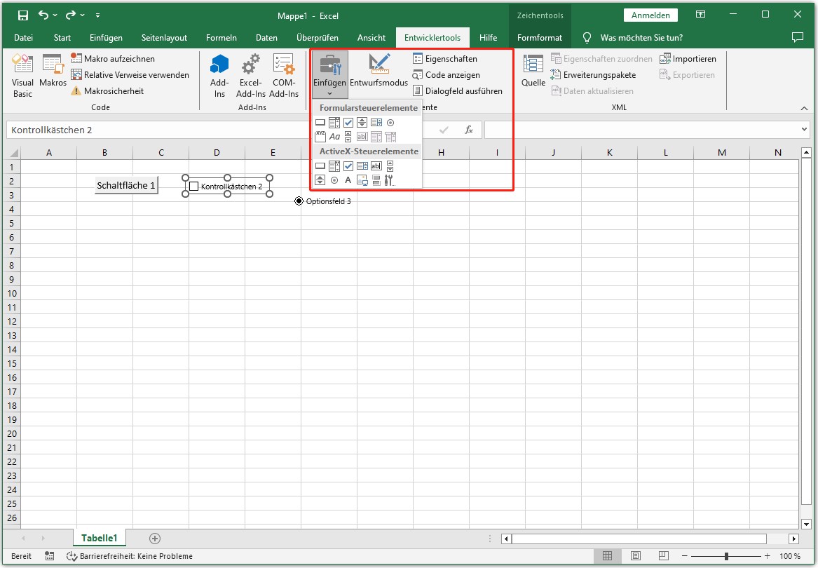 Ausfüllbares Formular in Excel erstellen