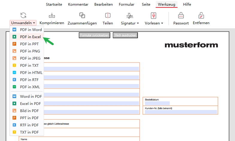 Ausfüllbares Formular in Excel umwandeln