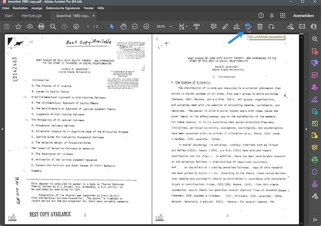 Bearbeitungsmodus in Adobe Acrobat Pro aktivieren