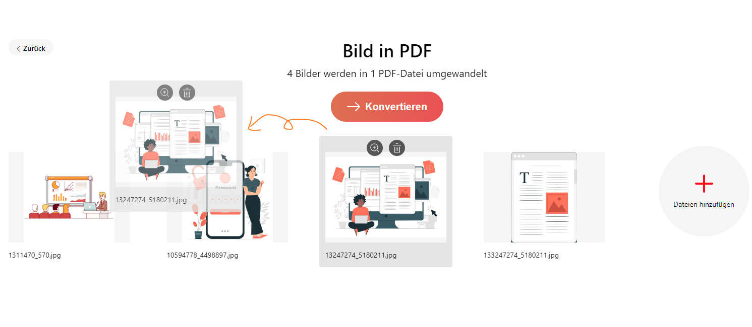 bilder reihenfolge ändern