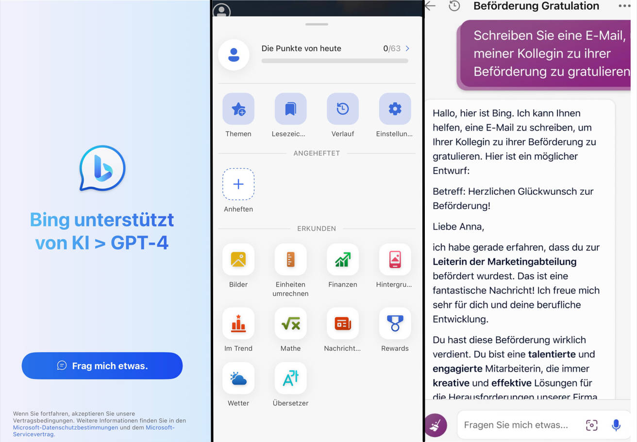 Bing AI App für das iPhone