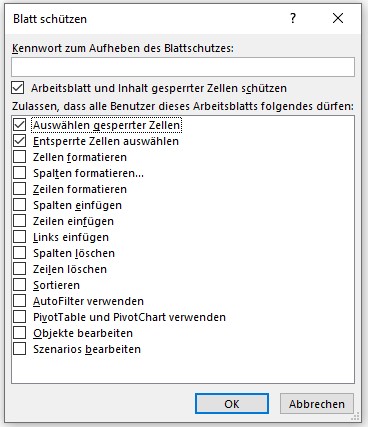 Blatt schützen in Excel aktivieren