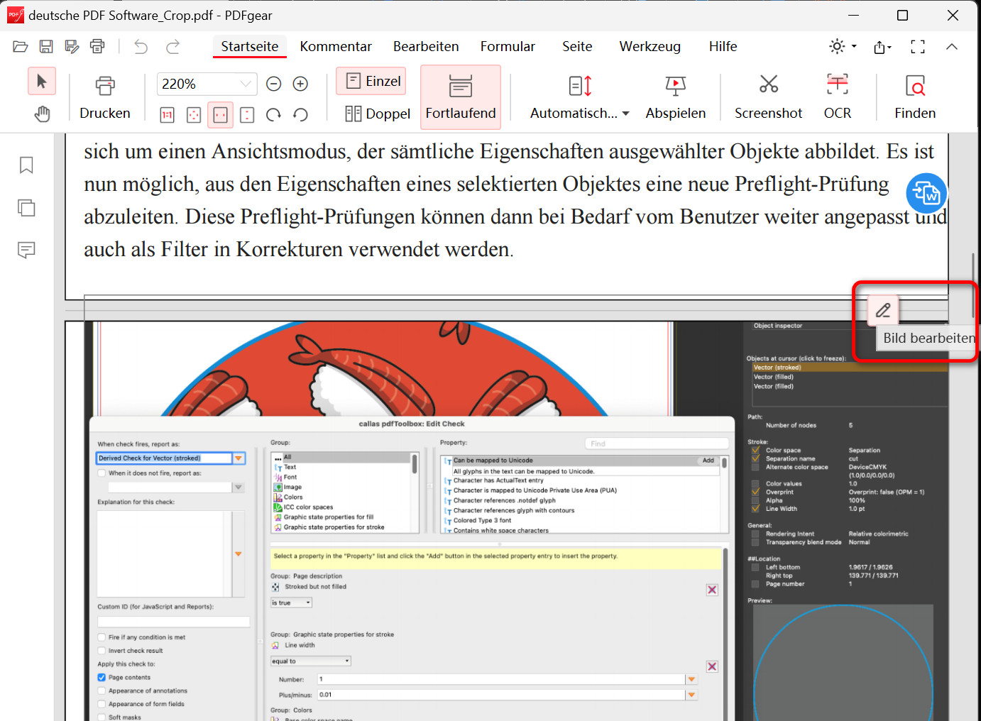 Das Bild in PDF bearbeiten