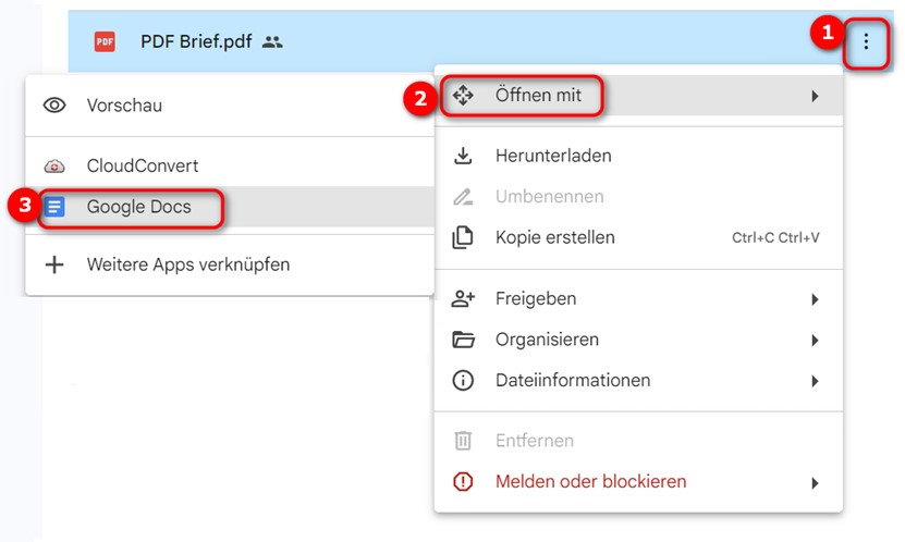 Das PDF mit Google Docs öffnen